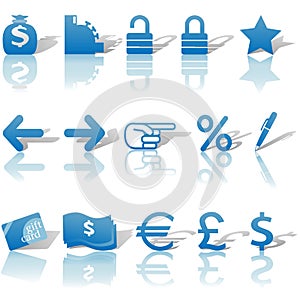 Finance Money Website Icons Set Blue