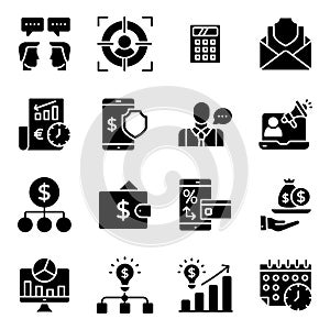 Finance and Online Data Solid Icons Pack