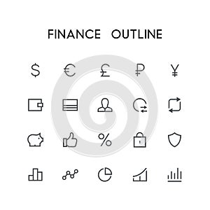 Finance outline icon set