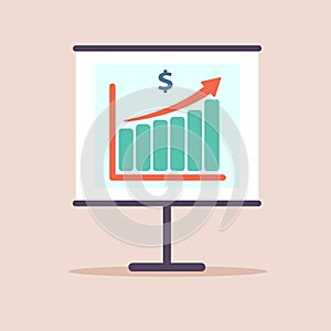 Finance productivity graph Income growth, statistic dashboard, vector flat icon. Flat design. Illustration
