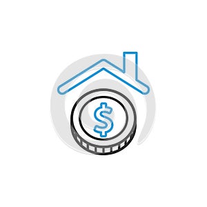 finance, protection, coin 2 colored line icon. Simple colored element illustration. protection, coin icon outline symbol design