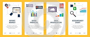 Finance, report, computer, financial, data and accountancy icons