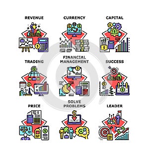 Finance Revenue Set Icons Vector Illustrations