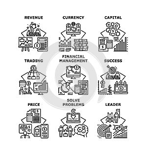 Finance Revenue Set Icons Vector Illustrations