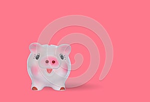 Finance, saving money, pink piggy bank for finance concept.