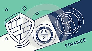 Finance Security & Data Protection, Digital Lock, vector design Generative AI