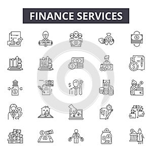 Finance services line icons for web and mobile design. Editable stroke signs. Finance services outline concept