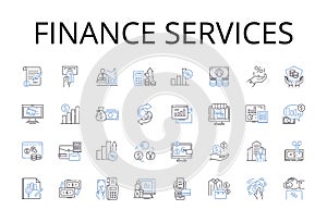 Služby linka ikony. bankovníctvo investície účtovníctva bohatstvo riadenie aktívum riadenie finančné 