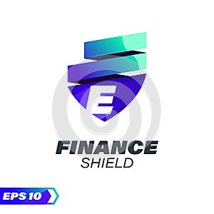 Finance Shield Alphabet Logo E