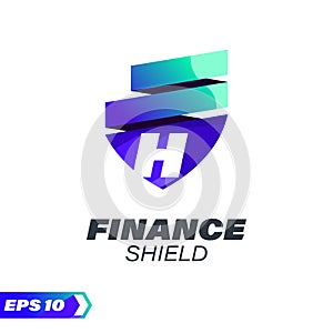Finance Shield Alphabet Logo H