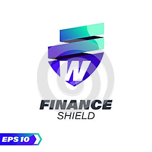 Finance Shield Alphabet Logo W