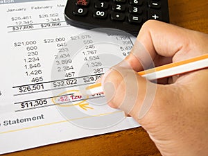 Finance statement data with calculator