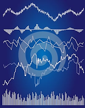 FINANCE UPTREND. DIAGRAM GRAPHIC ELEMENTS. STATISTIC TEMPLATE ON BLUE BACKGROUND photo