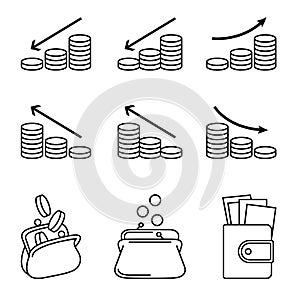 Finance, wallets, money, business. Simple symbols. Foundry icons.