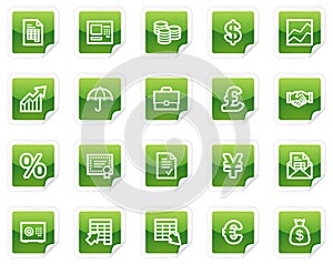 Finance web icons, green sticker series