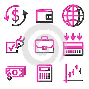 Finance web icons, pink contour series