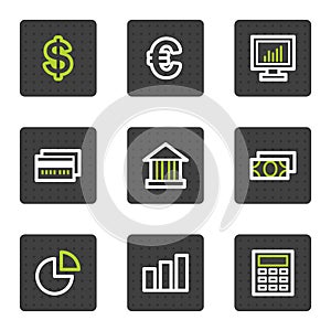 Finance web icons set 1, grey square buttons