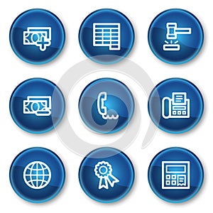 Finance web icons set 2, blue circle buttons
