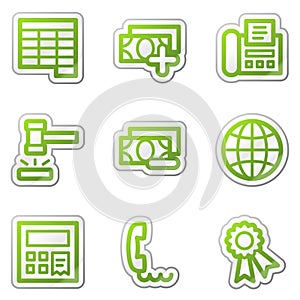 Finance web icons set 2, green contour sticker