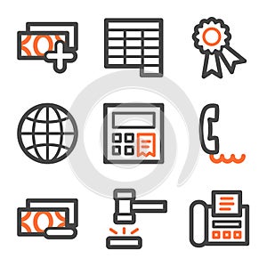 Finance web icons set 2, orange and gray contour