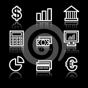 Finance white contour web icons