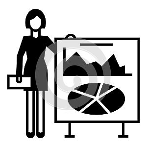 Finance woman chart icon, simple style