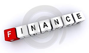 finance word block on white