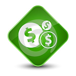 Finances dollar sign icon elegant green diamond button