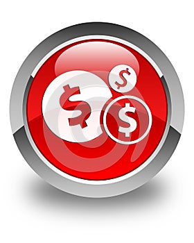 Finances dollar sign icon glossy red round button