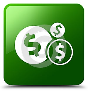 Finances dollar sign icon green square button