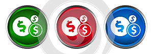 Finances dollar sign icon supreme round button set design illustration