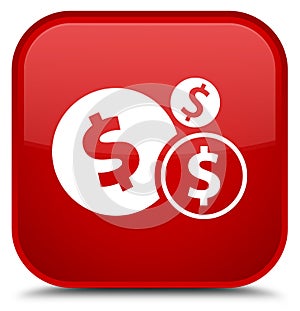 Finances dollar sign icon special red square button