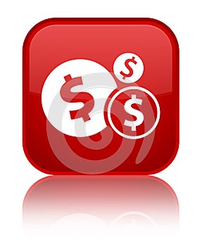 Finances dollar sign icon special red square button