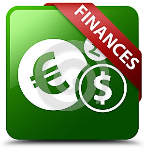 Finances euro sign green square button
