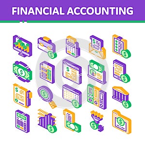Financial Accounting Isometric Vector Icons Set