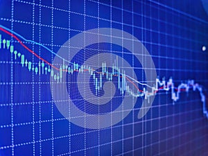 Financial accounting stock market graphs analysis. Stock market data information. Digital tablet showing charts. Financial charts