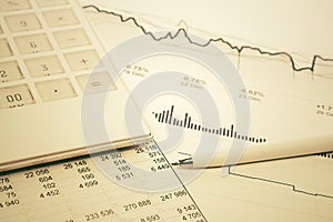 Financial accounting stock market graphs and charts