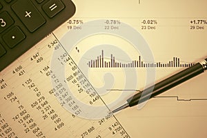 Financial accounting stock market graphs and charts