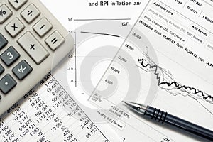 Financial accounting stock market graphs and charts