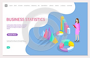 Financial administration consulting for company performance analyzis concept statistic. Web template