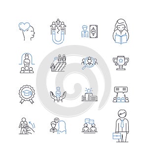 Financial advisement line icons collection. Investments, Budgeting, Retirement, Wealth, Planning, Debt, Strategy vector