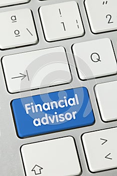 Financial advisor - Inscription on Blue Keyboard Key