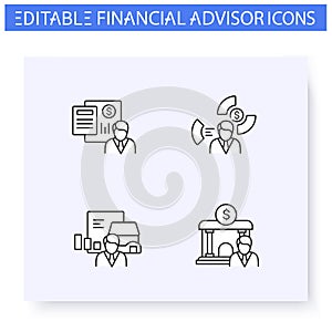 Financial advisory line icon set. Editable