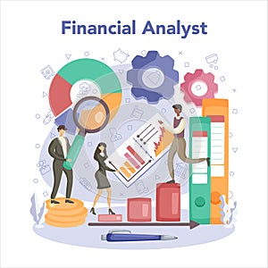 Financial analyst or consultant. Business character making financial