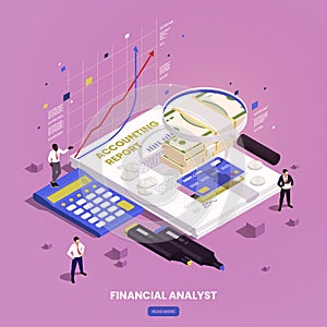 Financial Analyst Isometric Composition