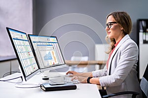 Financial Analyst Using Spreadsheet Software