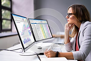 Financial Analyst Using Spreadsheet Software