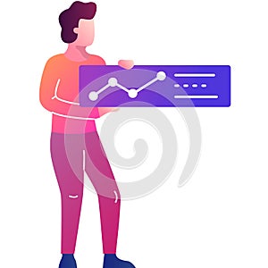 Financial analyst at work flat vector icon