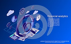 Financial analytics, business statistics vector concept
