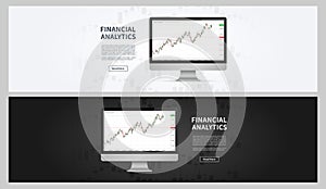 Financial analytics chart vector banners